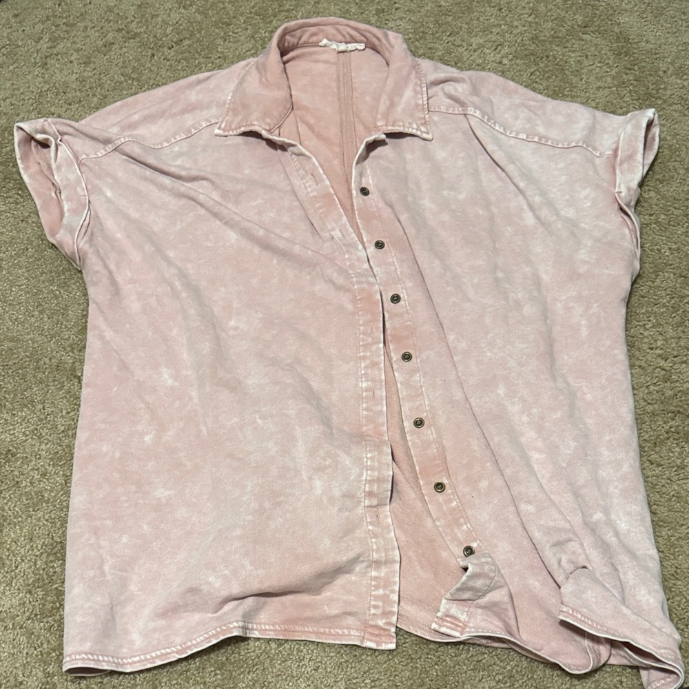 Jane and Delancey Washed Blush Button-Down Shirt